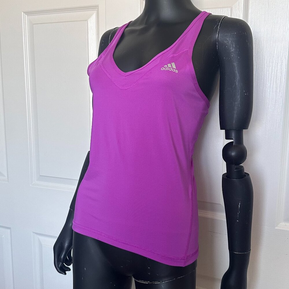 NWT Adidas Tank Top Size S UPF50+ Climalite Purple Pink Techfit